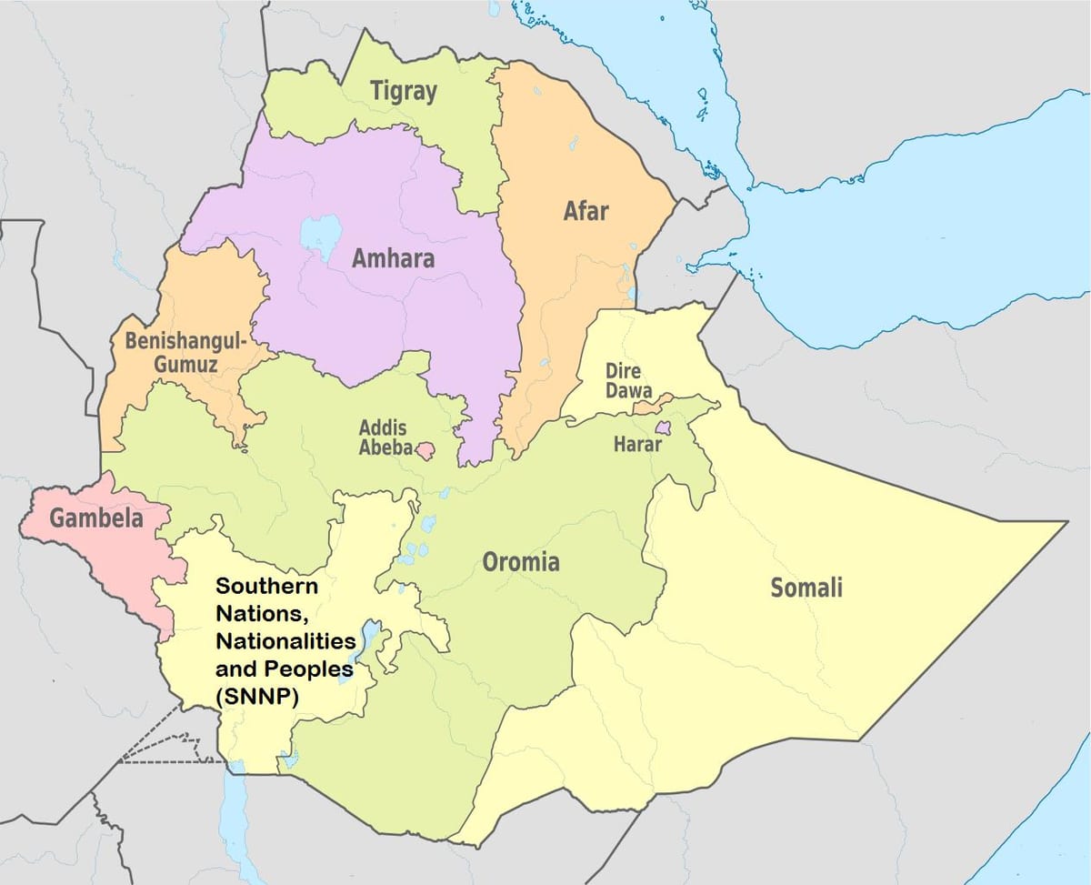 ইথিওপিয়া amhara অঞ্চল মানচিত্র