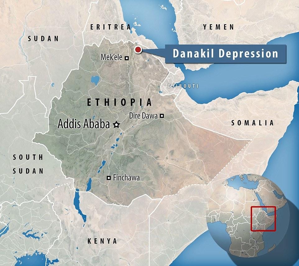 danakil ডিপ্রেশন, ইথিওপিয়া মানচিত্র