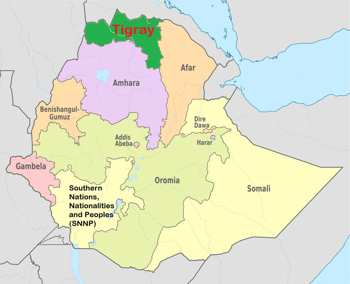 ইথিওপিয়ার tigray মানচিত্র