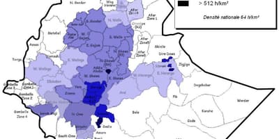 ইথিওপিয়া জনসংখ্যার ঘনত্ব মানচিত্র